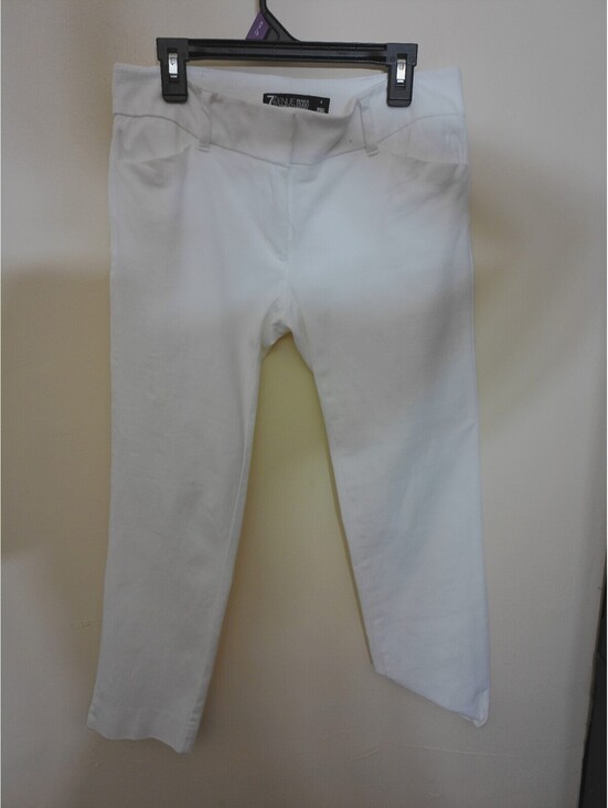 7 For All Mankind Pants - 7 Ave Womens Cropped Capri Pants White Slim Straight Leg Ankle
